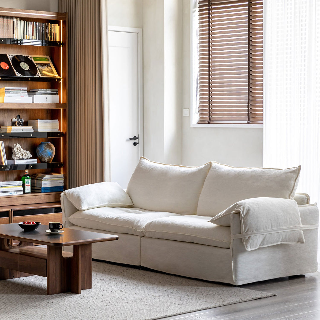 Cream Cotton Fabric 2 Seater Sofa FOLDING EAR