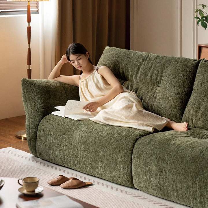 Cream fabric 3 seater sofa mochi detail 1.