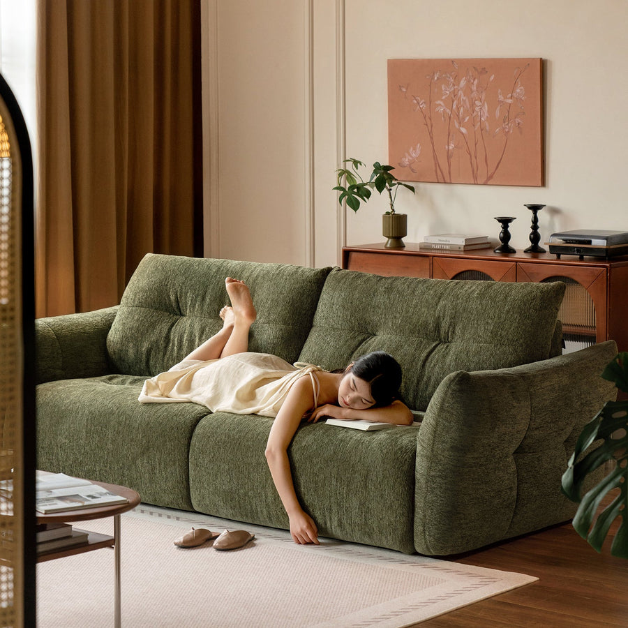 Cream fabric 4 seater sofa mochi detail 1.