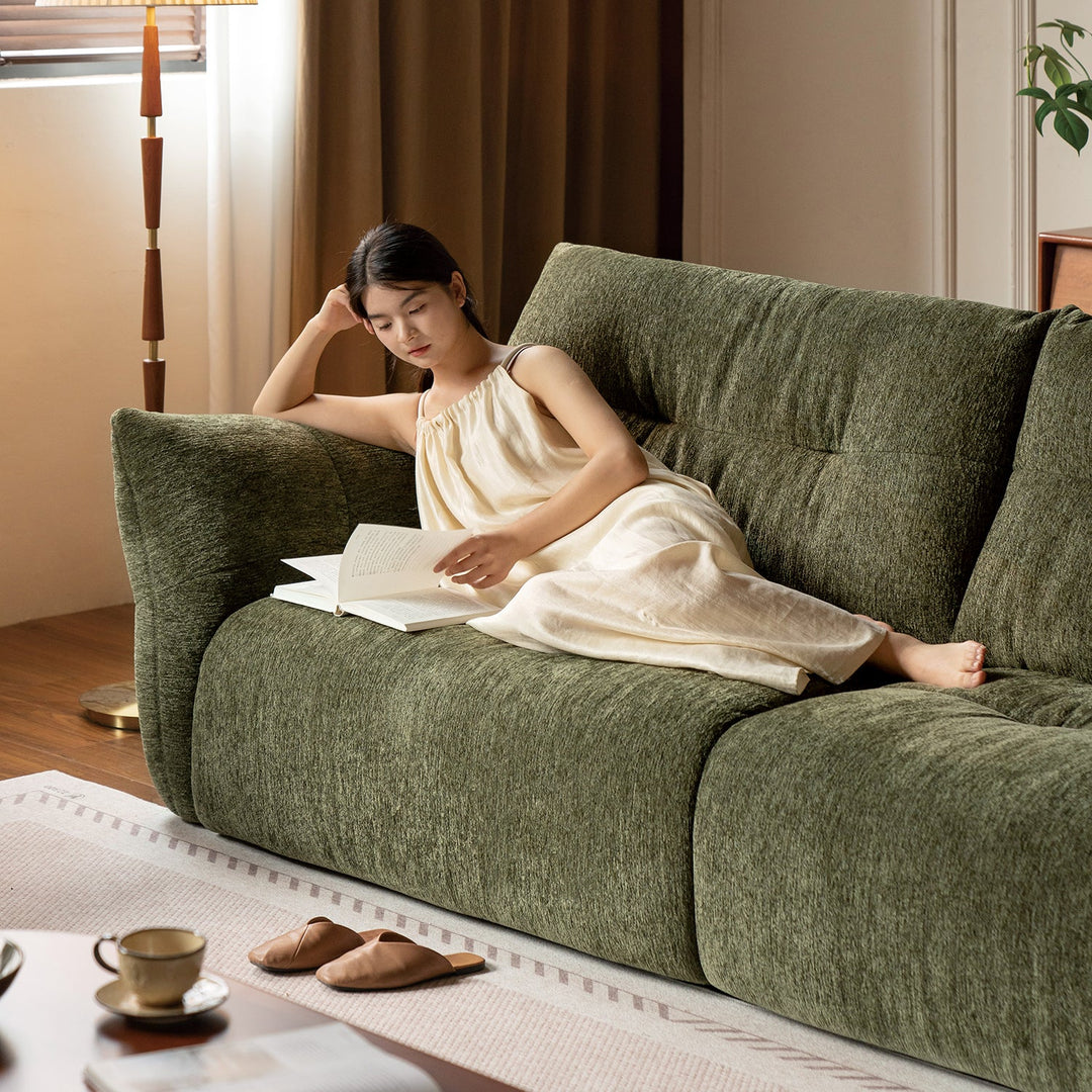 Cream fabric 4 seater sofa mochi conceptual design.