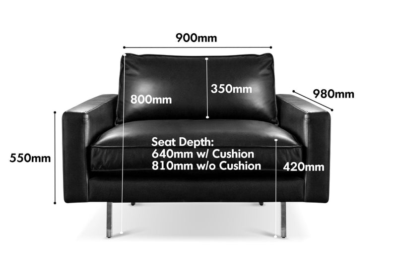 Minimalist Microfiber Leather 1 Seater Sofa UNIQUE Size Chart