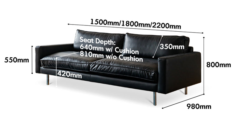Minimalist Microfiber Leather 2 Seater Sofa UNIQUE Size Chart