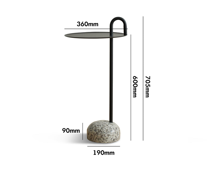 Bauhaus Steel Marble Side Table LOOP Size Chart