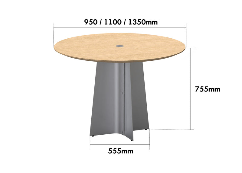 Bauhaus Ash Wood Veneer Stainless Steel Round Dining Table AERI Size Chart