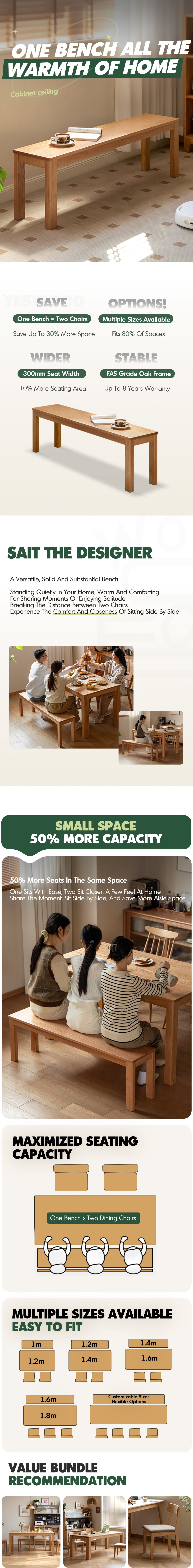 Scandinavian Wood Dining Bench BRICO More Details and Instruction