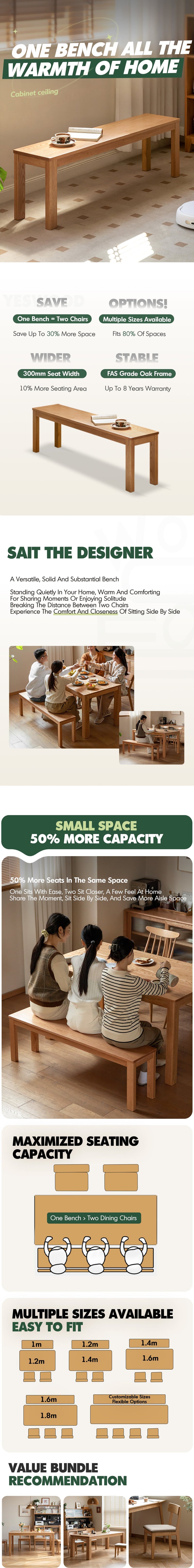 Scandinavian Wood Dining Bench BRICO More Details and Instruction