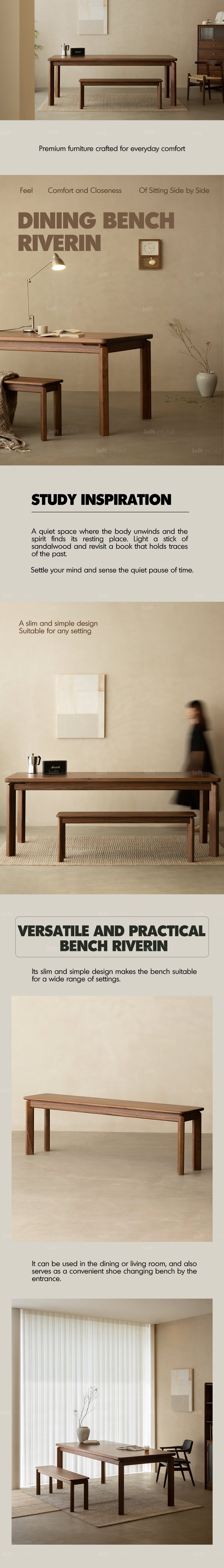 Japandi Walnut Wood Dining Bench RIVERIN More Details and Instruction