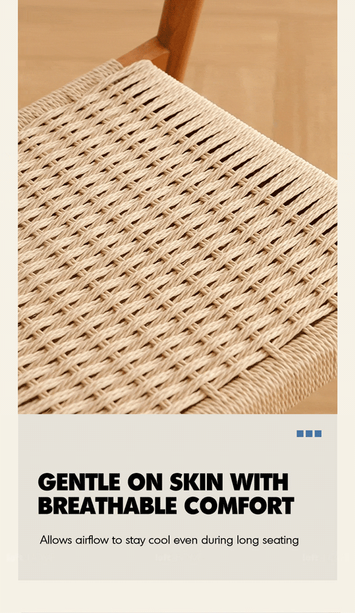 Scandinavian Cherry Wood Woven Rope Dining Chair SONA