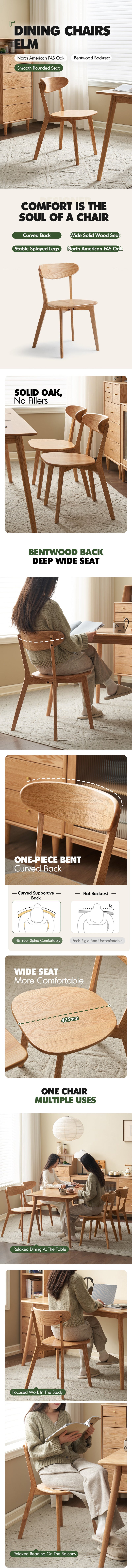 more product details and feature of Scandinavian Oak Wood Dining Chairs ELM