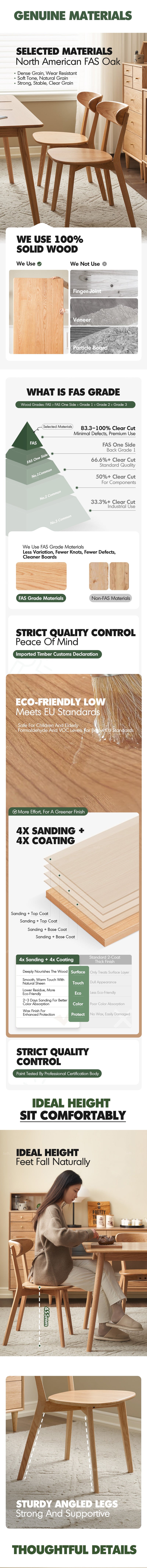 more product details and feature of Scandinavian Oak Wood Dining Chairs ELM
