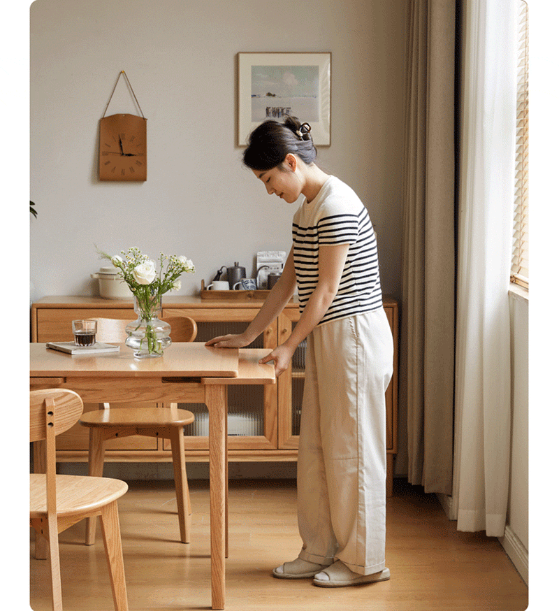 more product details and feature of Scandinavian Oak Wood Extendable Dining Table EXTENDRA