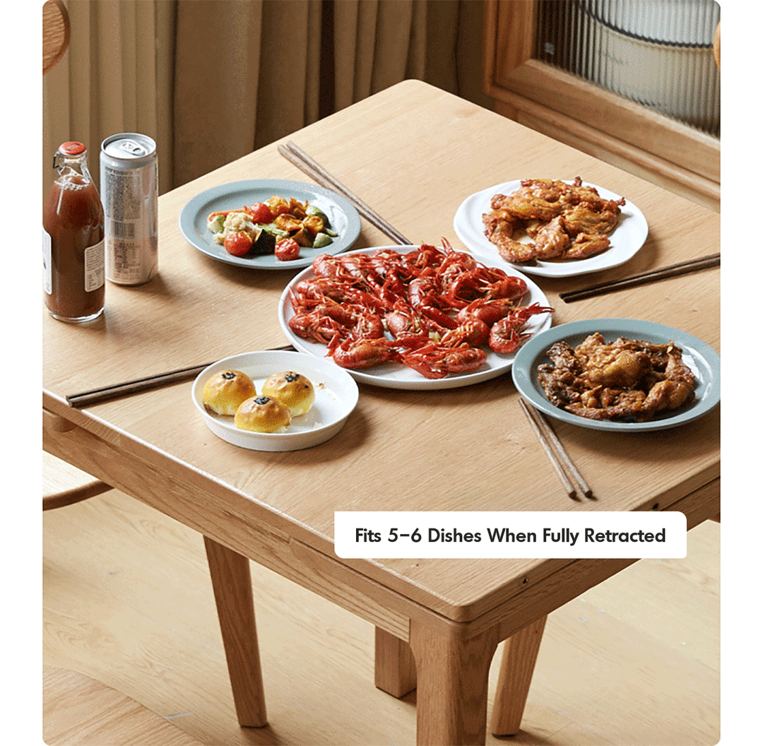 Scandinavian Oak Wood Extendable Dining Table EXTENDRA