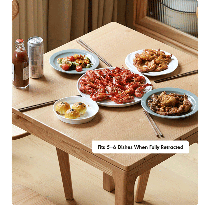 Scandinavian Oak Wood Extendable Dining Table EXTENDRA
