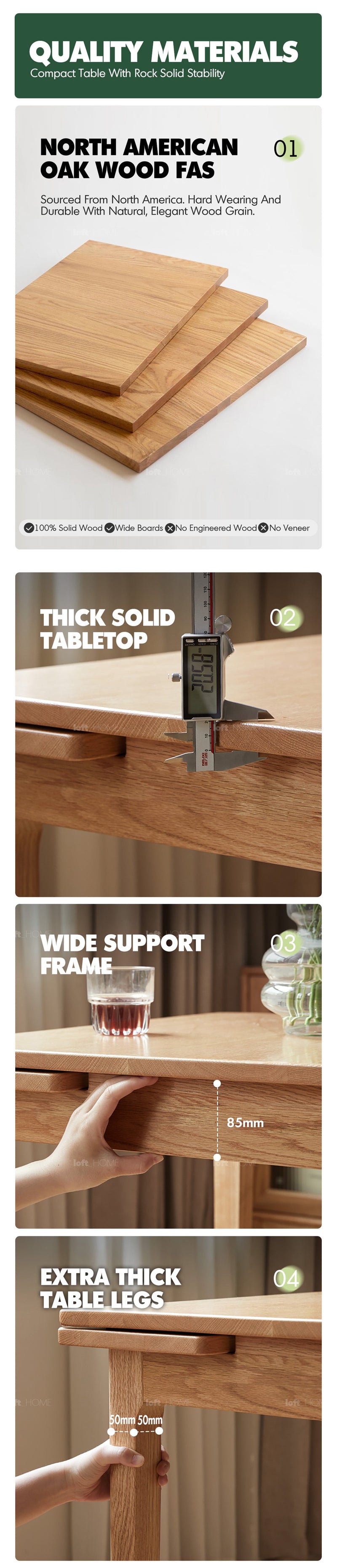 more product details and feature of Scandinavian Oak Wood Extendable Dining Table EXTENDRA