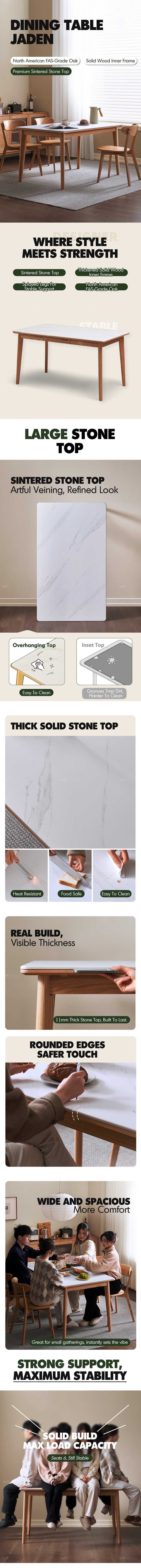 more product details and feature of Scandinavian Sintered Stone Oak Wood Dining Table JADEN