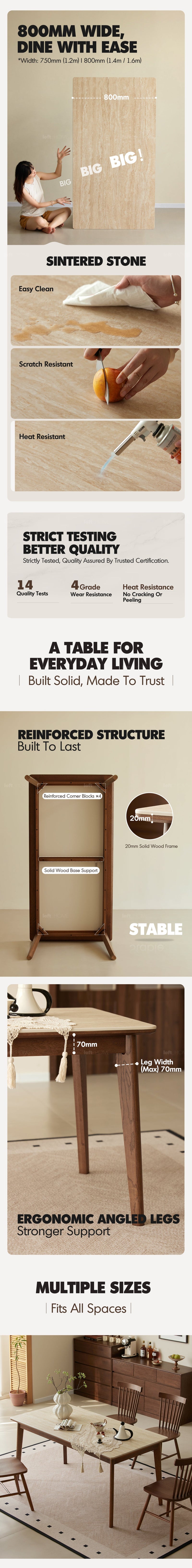 more product details and feature of Japandi Sintered Stone Oak Wood Dining Table LENNOR