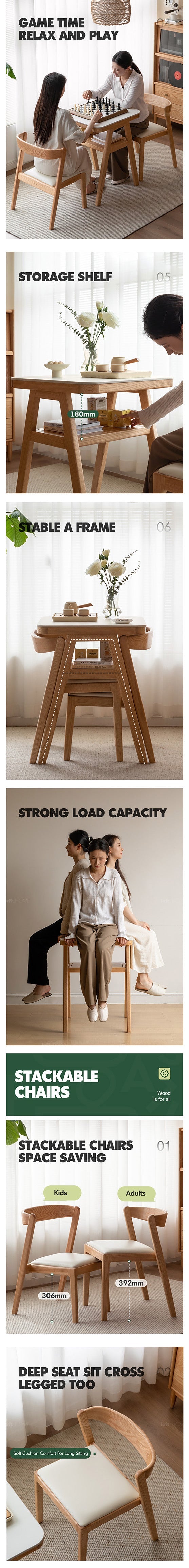 Scandinavian Oak Wood Sintered Stone Stackable Dining Table 3-IN-1 Set NOKI More Details and Instruction_2