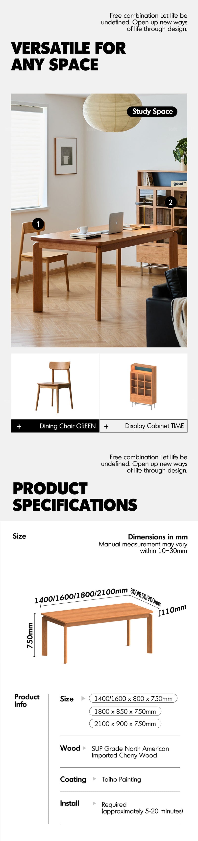 Scandinavian Cherry Wood Dining Table SQUARE More Details and Instruction_8