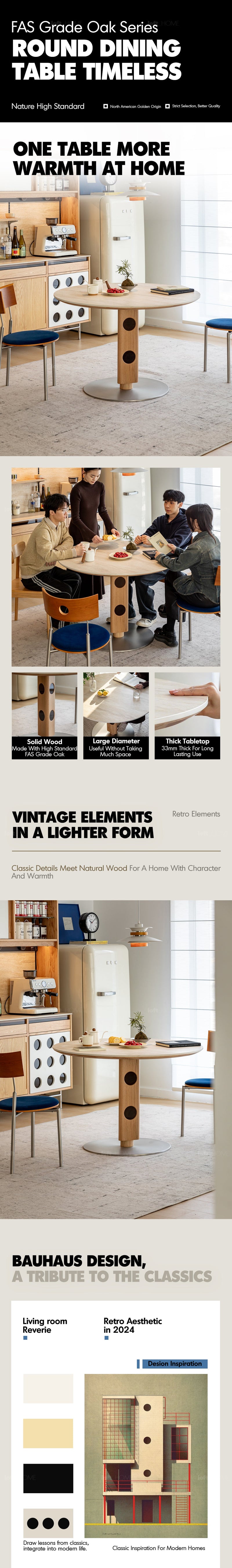 more product details and feature of Scandinavian Cherry Wood Sintered Stone Round Dining Table TIMELESS