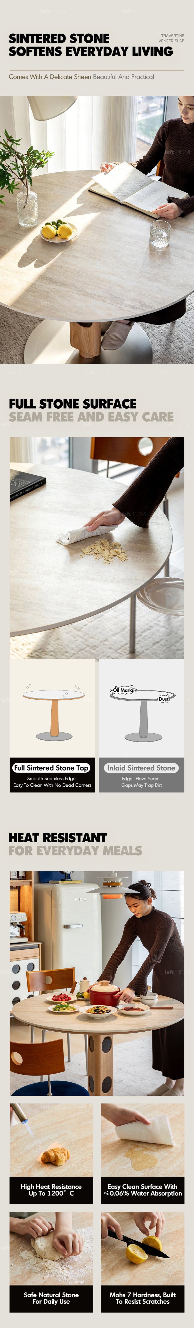 more product details and feature of Scandinavian Cherry Wood Sintered Stone Round Dining Table TIMELESS