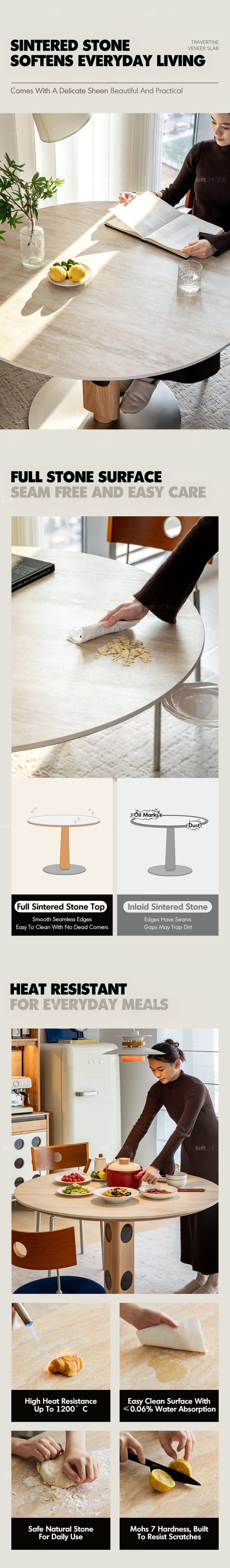 more product details and feature of Scandinavian Cherry Wood Sintered Stone Round Dining Table TIMELESS