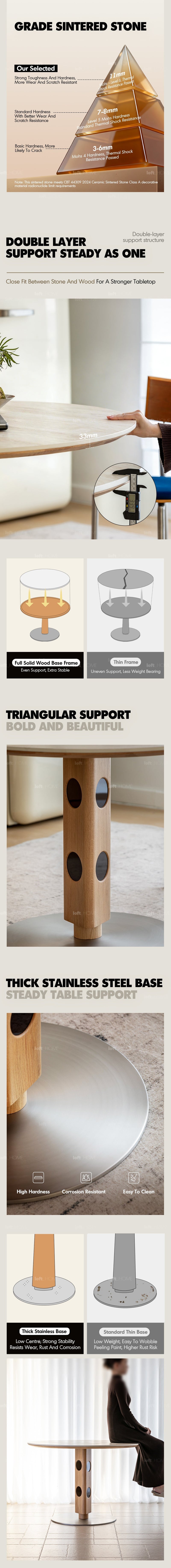 more product details and feature of Scandinavian Cherry Wood Sintered Stone Round Dining Table TIMELESS