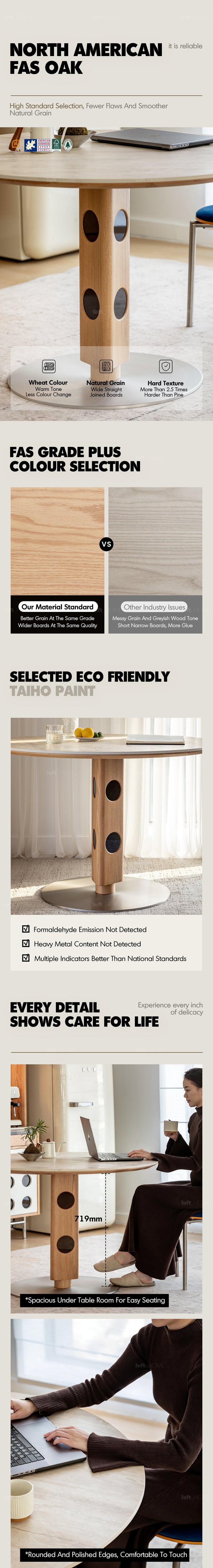 more product details and feature of Scandinavian Cherry Wood Sintered Stone Round Dining Table TIMELESS