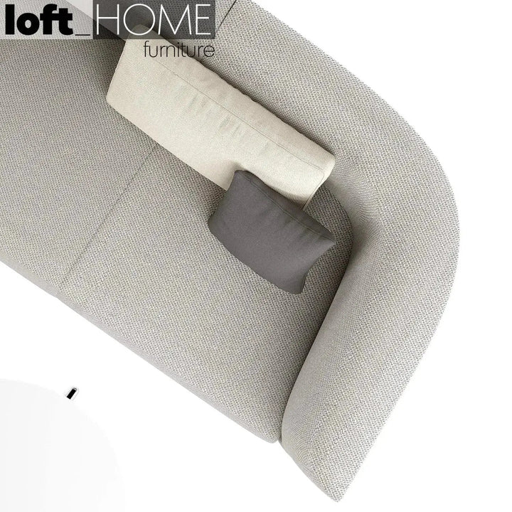 Minimalist fabric 2 seater sofa high back kas in panoramic view.