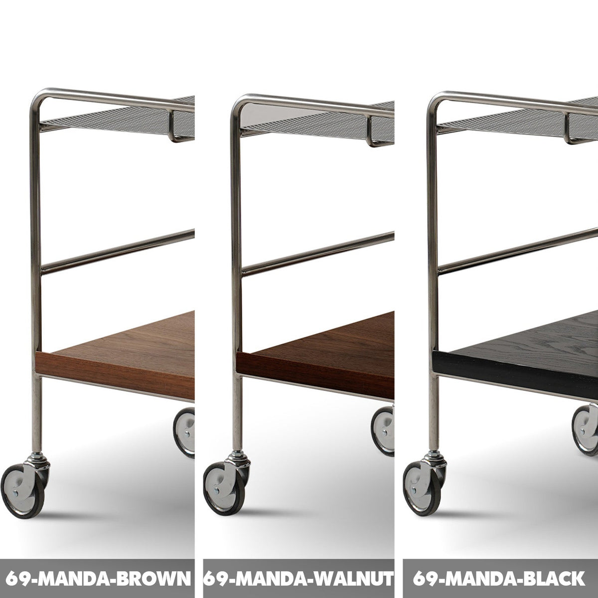 Bauhaus Steel Wheeled Trolley Side Table MANDA Color Swatches