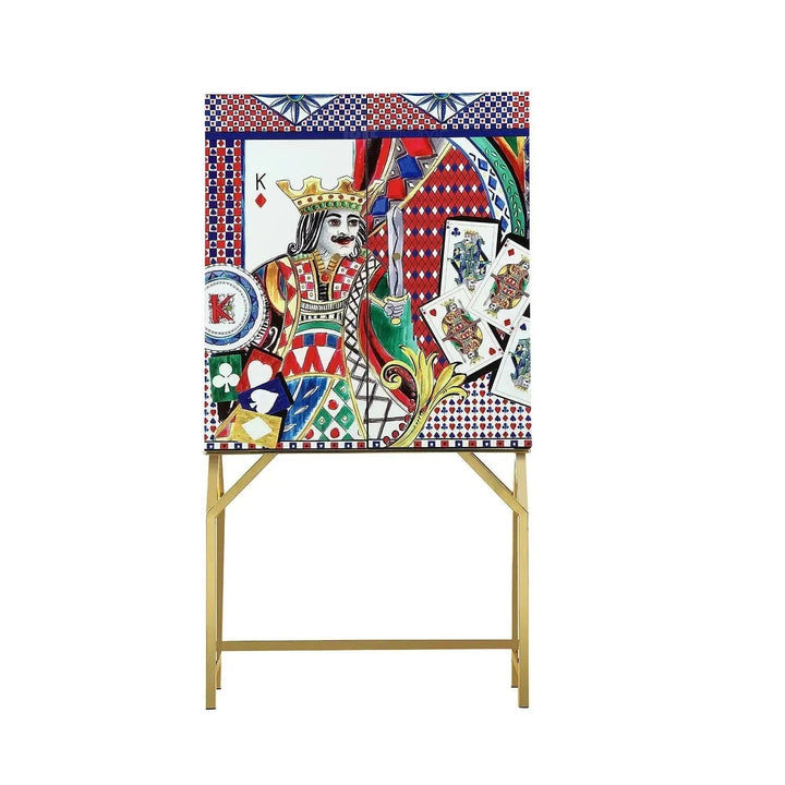 Eclectic wood storage cabinet royaldeal king in panoramic view.