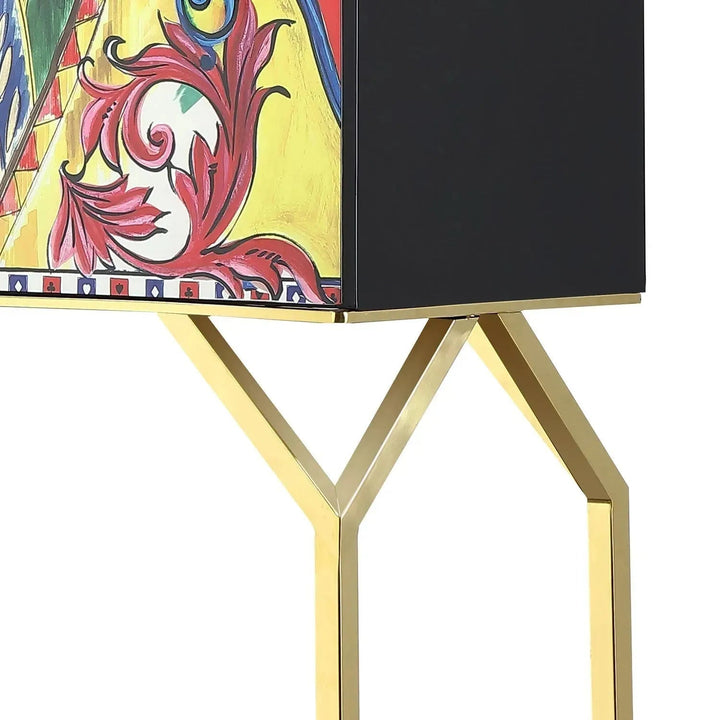 Eclectic Wood Storage Cabinet ROYALDEAL QUEEN