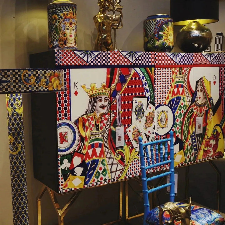 Eclectic Wood Storage Cabinet ROYALDEAL QUEEN