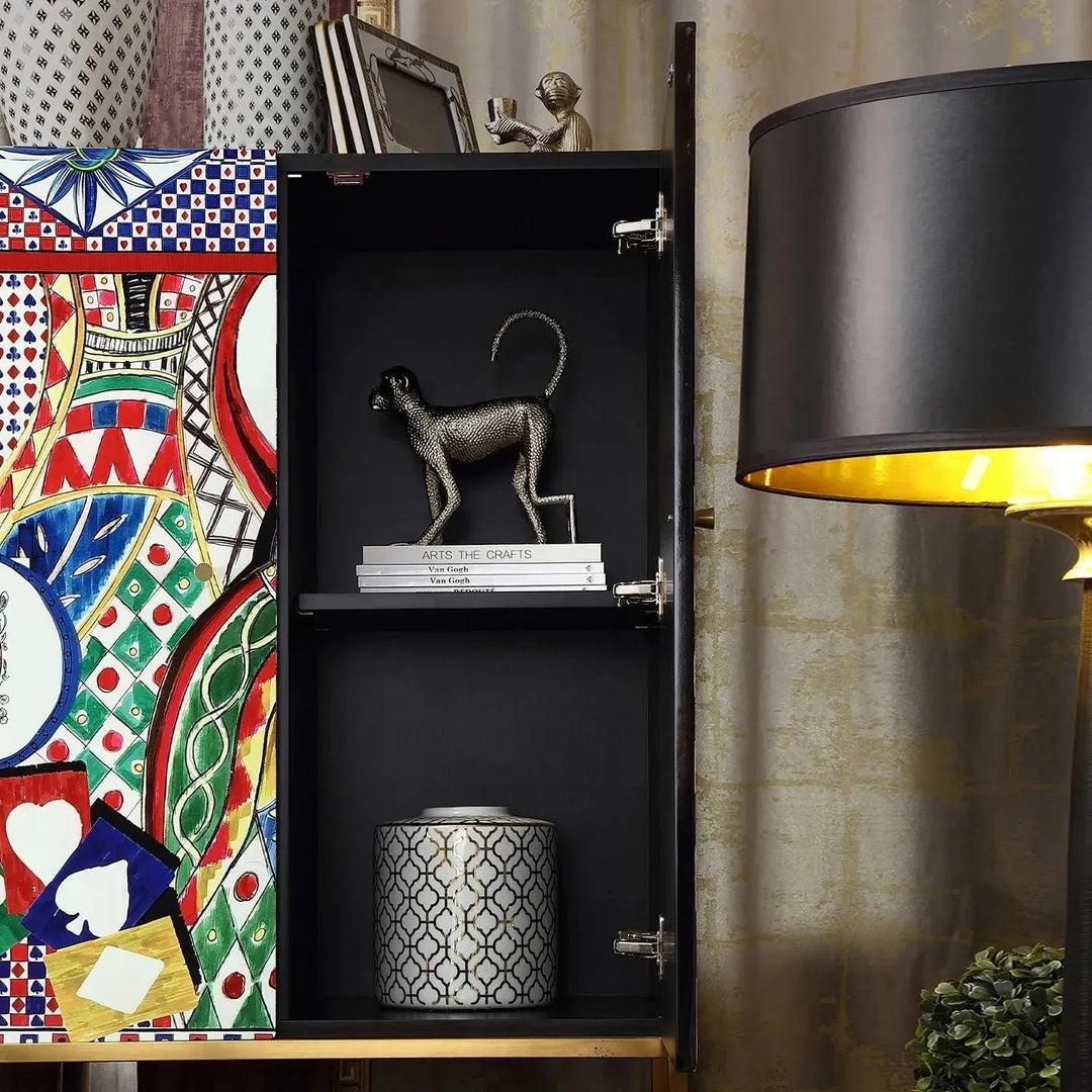 Eclectic Wood Storage Cabinet ROYALDEAL QUEEN