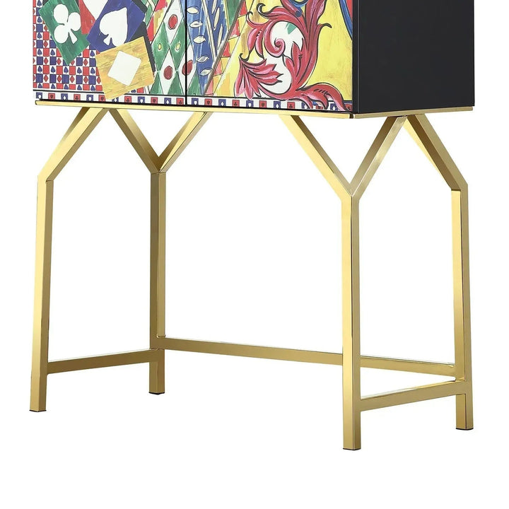 Eclectic Wood Storage Cabinet ROYALDEAL QUEEN