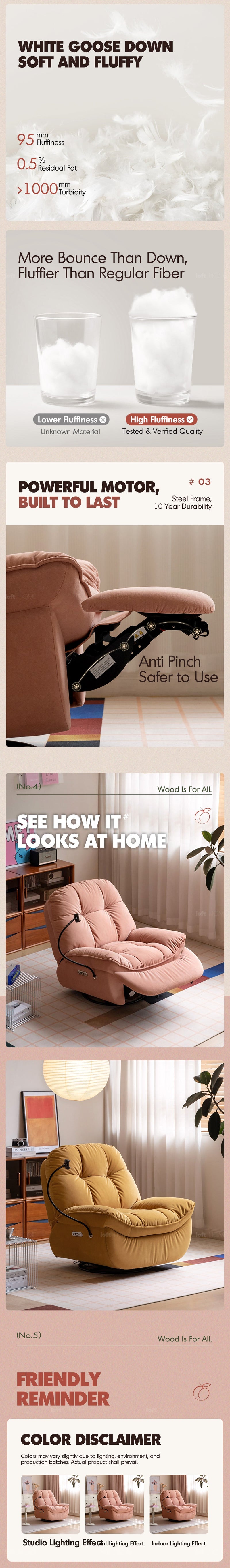 more product details and feature of Cream Cat Scratch Resistant Fabric Electric Recliner 1 Seater Sofa With Phone Holder NESTA