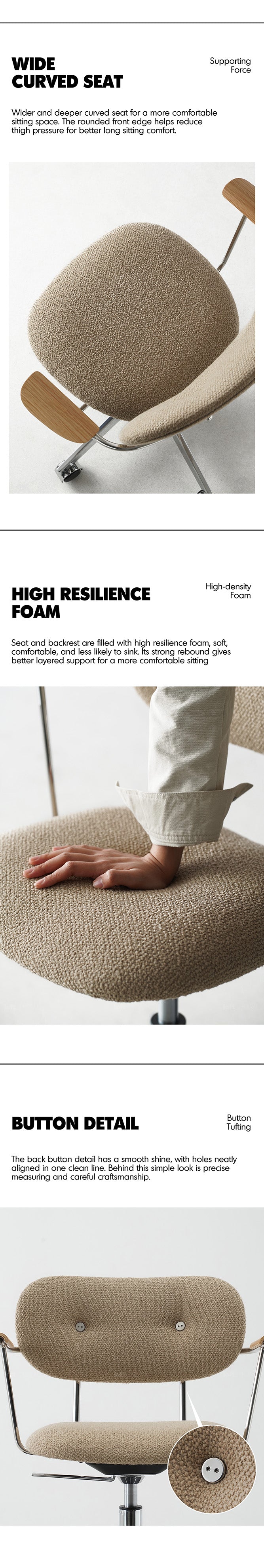 more product details and feature of Minimalist Boucle Fabric Study Chair AODO