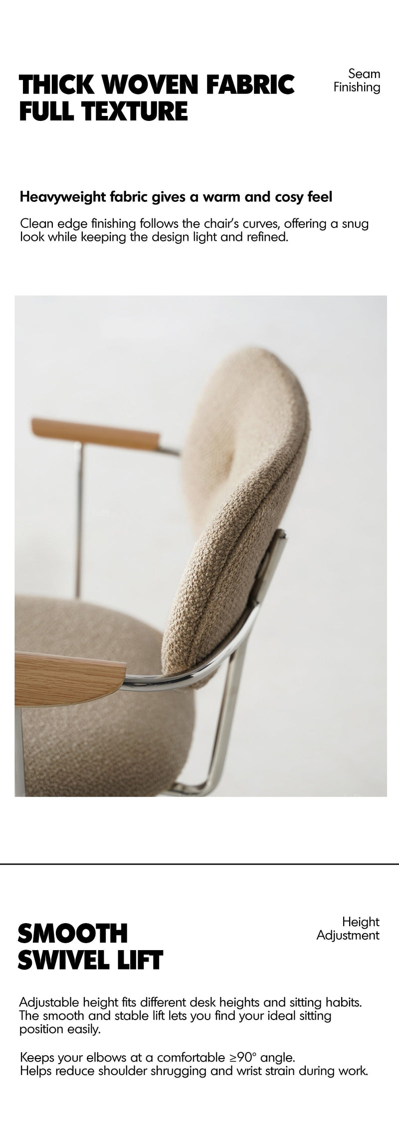 more product details and feature of Minimalist Boucle Fabric Study Chair AODO