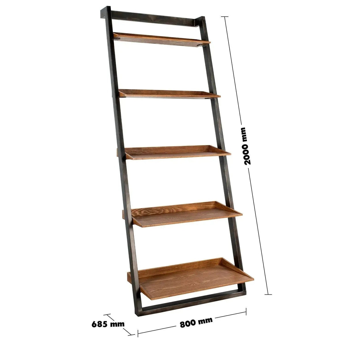 Industrial Wooden Display Shelf GREYASH Size Chart