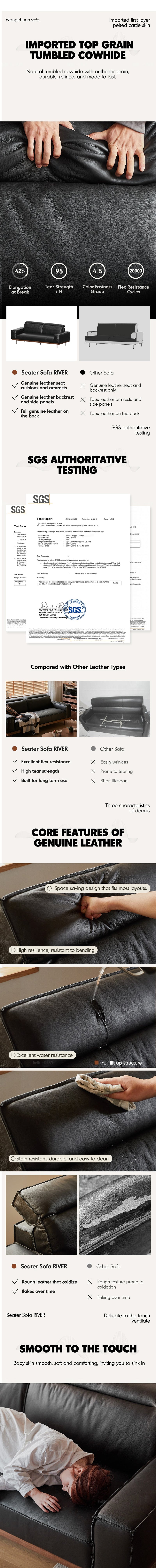 Japandi Genuine Leather 1 Seater Sofa RIVER More Details and Instruction_7