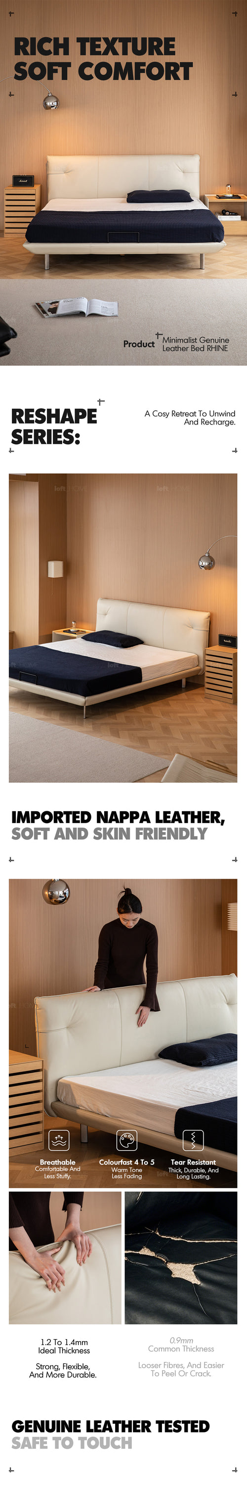 Minimalist Genuine Leather Bed RHINE Good to Know Preview-1