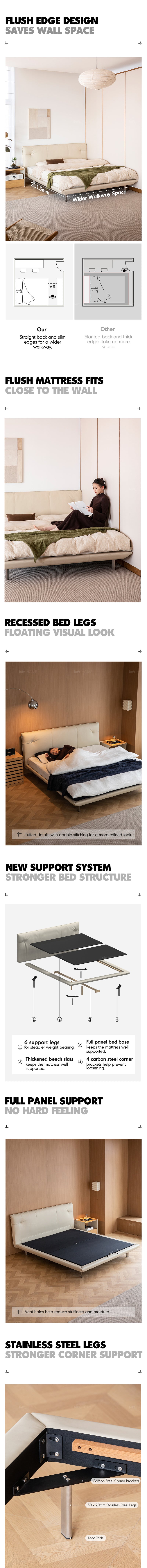 more product details and feature of Minimalist Genuine Leather Bed RHINE