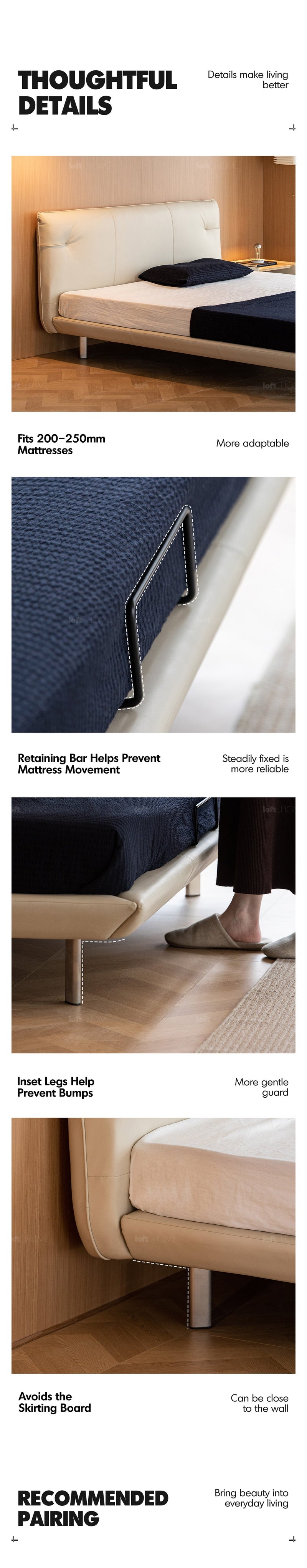 more product details and feature of Minimalist Genuine Leather Bed RHINE