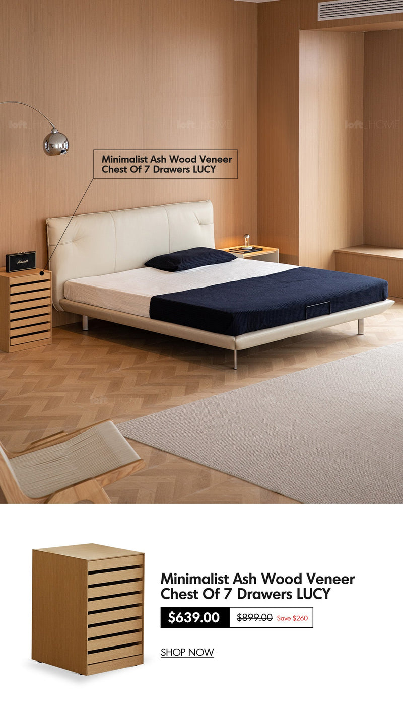 more product details and feature of Minimalist Genuine Leather Bed RHINE