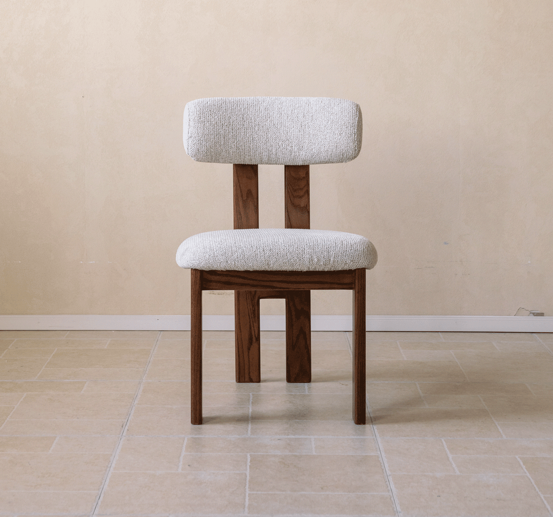 Bauhaus boucle fabric dining chair roma color swatches.