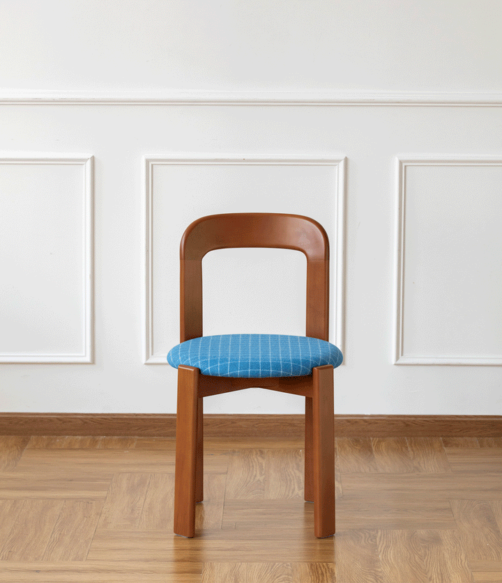 Vintage wool fabric beech wood dining chair memphis color swatches.