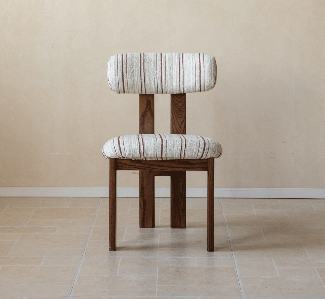 Bauhaus boucle fabric dining chair roma in real life style.