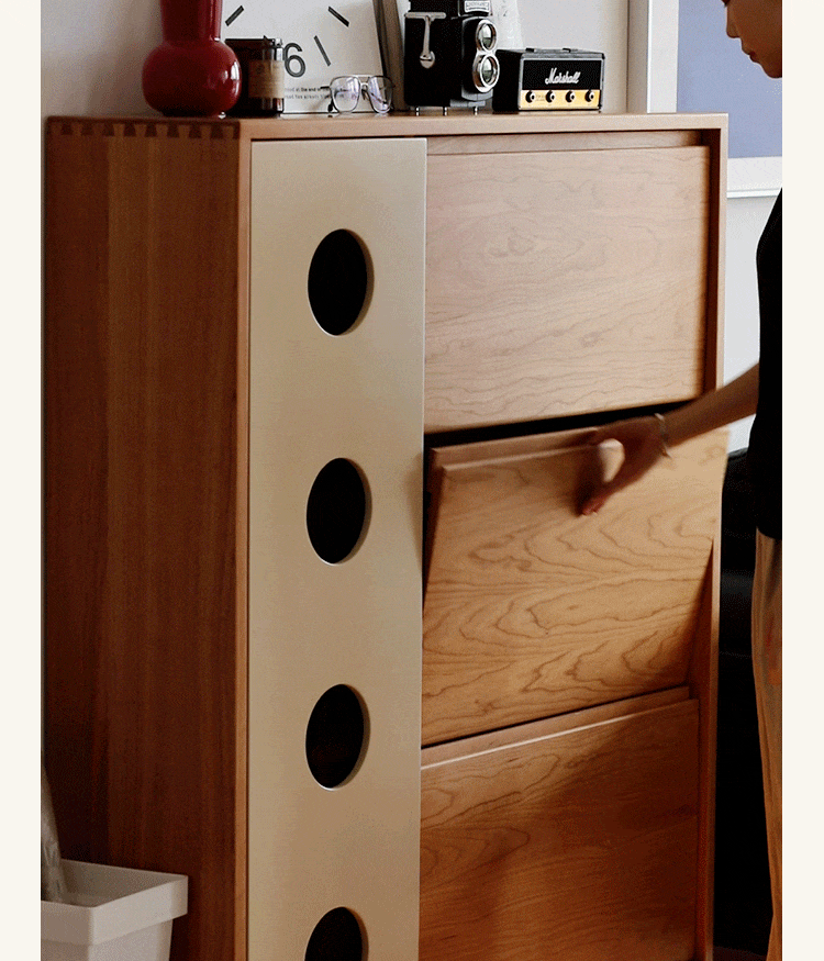 Scandinavian Cherry Wood Shoe Cabinet TIMELESS