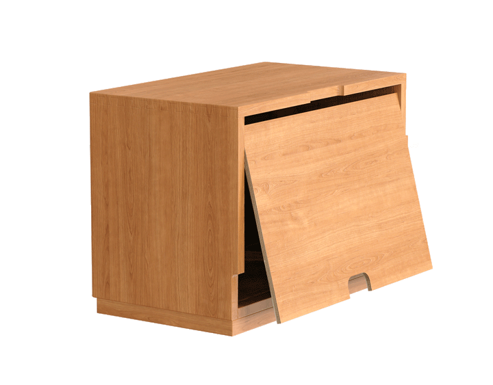 Bauhaus cherry wood tv console time in details.