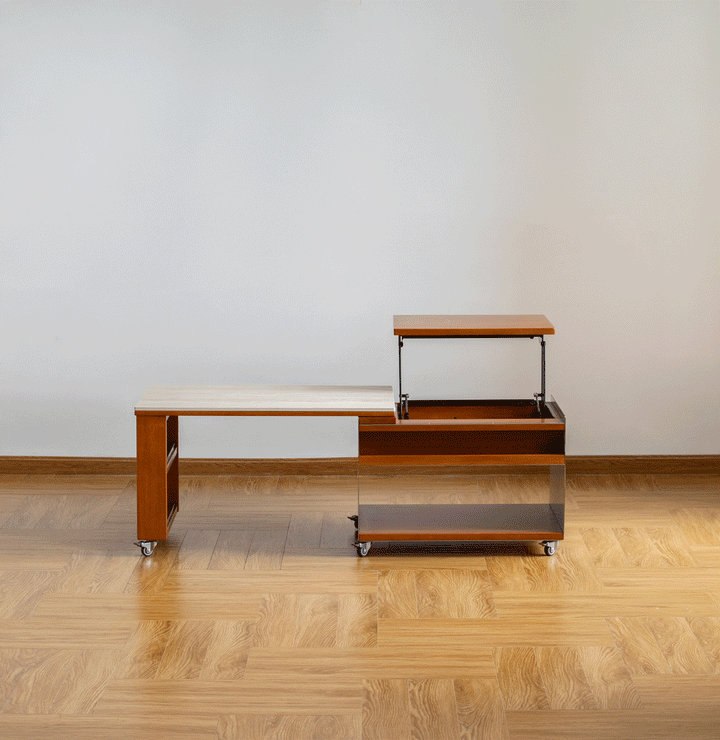 Bauhaus boxwood sintered stone lift-up coffee table silver wing color swatches.