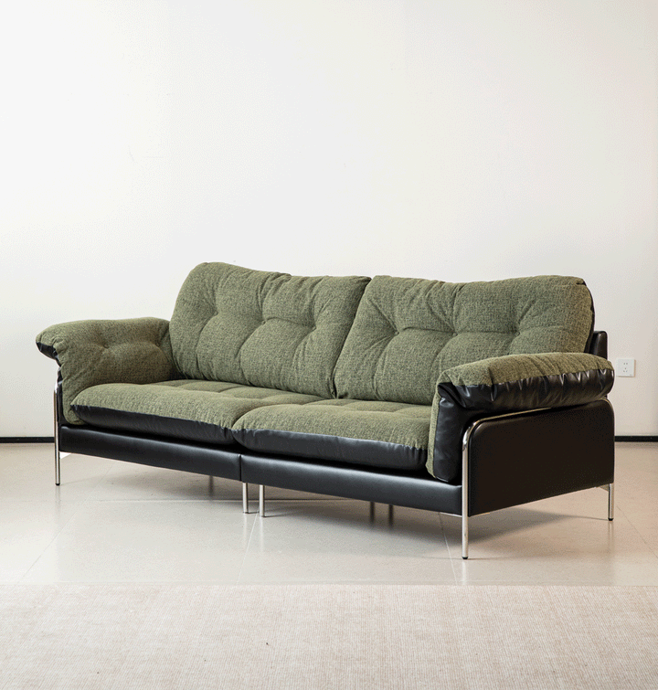 Bauhaus microfiber leather and fabric 4 seater sofa oasis in real life style.